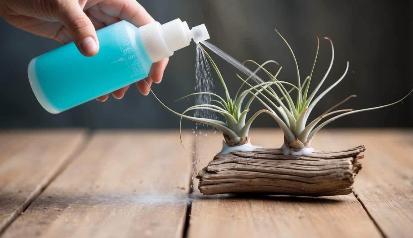Air plants (Tillandsia) after a soak, drying upside down